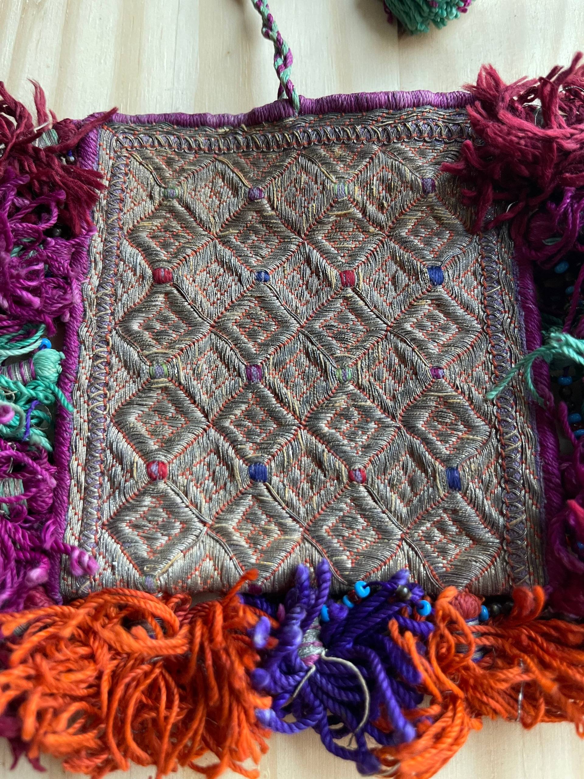 Antike Handgestickte Geldbörse Aus Silberfaser #23# von RumiCollectibles