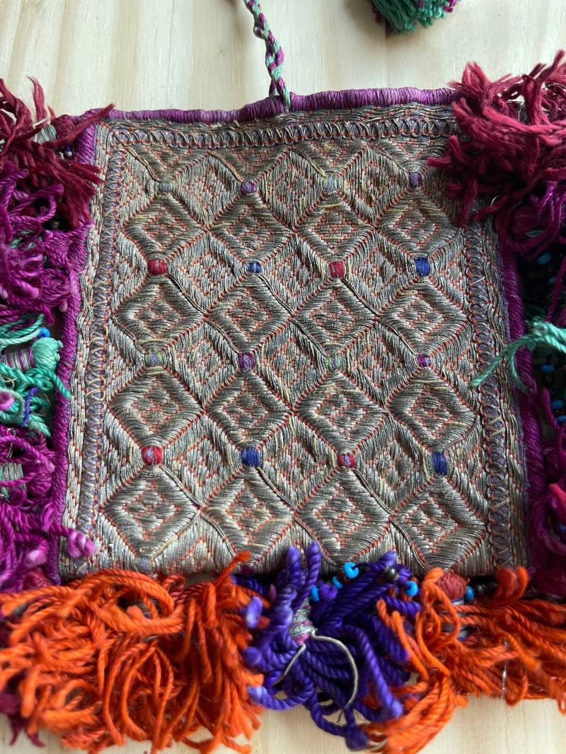 Antike Handgestickte Geldbörse Aus Silberfaser #23# von RumiCollectibles