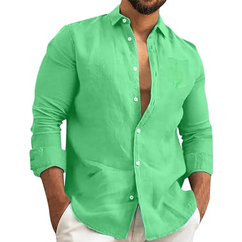 Herren Hemdjacke Hemden Langarm Dünne Einfarbig Vintage Freizeithemd Casual mit Fronttasche Regular Fit Kragenloses Hemd Herren Herren Hemd Leinen Langarm Business Hemd Herren BüGelfrei mit Kapuze von Rumity