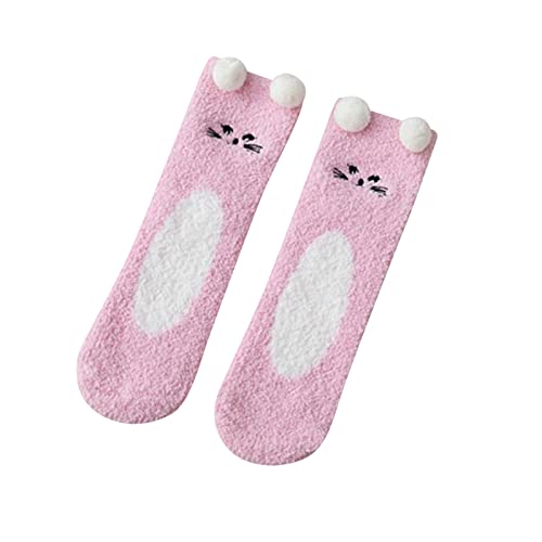 Rumity 1 Paar Kuschelsocken Flauschige Damen Socken Süßes Geschenk Weihnachtssocken Valentinstag Geburtstagsgeschenk für Frauen Kuschel Socken, Flauschige Socken Bettsocken Damen (Rosa, M) von Rumity