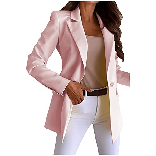 Rumity Blazer Damen Elegant Sommer Leicht Business Geschäft Büro Arbeit Festlich Lang Jacke Blazer für Damen mit Tasche und Knöpfe Damen Mantel Damen Mantel Winter von Rumity