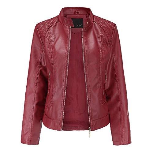 Rumity Damen Angelina Lederjacke, Jacke aus echtem Lammfell, Kurz und Enganliegend, Glattes und Weiches Leder Leather Jacket Teddy Mantel Damen von Rumity