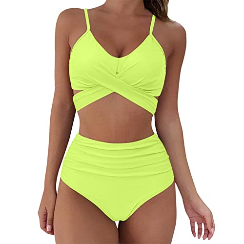 Rumity Damen Bikini Set mit Mesh Zweiteilig Badeanzug Push up Gepolstert High Cut Sport Bademode Hohe Taille Bikinis Badeanzug Mit BüGel Sport Badeanzug FüR Damen von Rumity