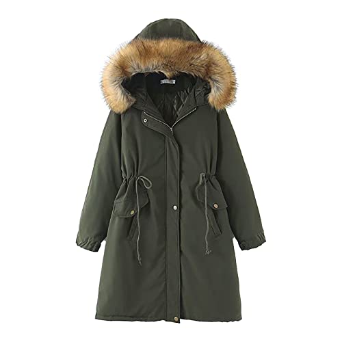 Rumity Damen Jacke Winterparka Mantel Kunstfell Long-Steppjacke Winterparka Damen GefüTtert Damen Wintermantel von Rumity