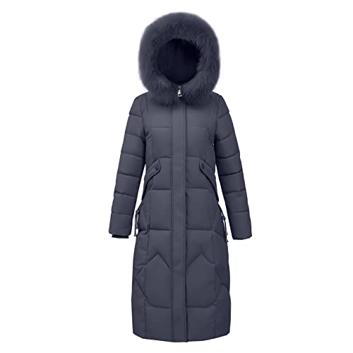 Rumity Damen Langer Winter Daunenmantel Verdickte Kapuzenjacke Wintermantel Damen Lang Damen Mantel Winter Kurz Mantel Kleid Damen Coat Winter von Rumity