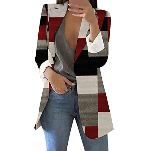 Rumity Damen Oberteile Eleganter Einfarbiger Anzug Umlegekragen Jacke Einreihiger Mantel Schlanke Oberbekleidung Langarm Blazer Longweste Damen Steppweste Wintermantel Damen Warm von Rumity