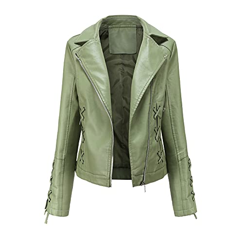 Rumity Damen PU Leder Jacke Frühling Herbst Bekleidung Kurz Moto Biker Mantel Damen Wintermantel Neujahr/Geburtstag Geschenke von Rumity