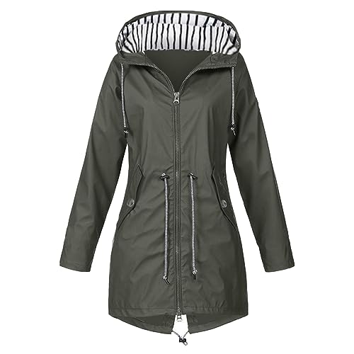 Rumity Damen PU Regenjacke Mit Kapuze Wasserdicht Regenparka Winddicht Regenmantel Sportjacken Wasserdicht Regenfest Sportswear Regenanzug Jacken Mantel Regencape Fahrrad Daunenmantel von Rumity