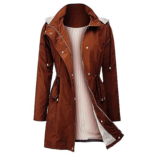 Rumity Damen Regenmantel Wasserdichte Jacke Lange Leichte Regenjacke Atmungsaktive Outdoorjacke Windjacke Mit Kapuze Outdoor Poncho Damen Regenmantel Jaket Fur Damen von Rumity