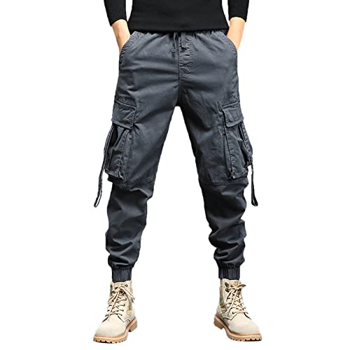 Rumity Herren Hosen Slim Fit Casual Jogger Sporthose Freizeithose Cargo Jeans Hose Herren Cargo Hose Baggy Jeans Baggy Cargo Pants Schwarze Cargohose Herren von Rumity