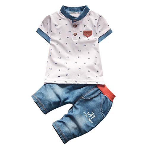 Rumity Kinderbekleidung Krabbelhosen Bekeleideung Sommer Kleidung Neugeborene T-Shirt Top Kurzarm Hosen Outfit Boy Kinder Jungen Tops Hosen Bekleidungssets von Rumity