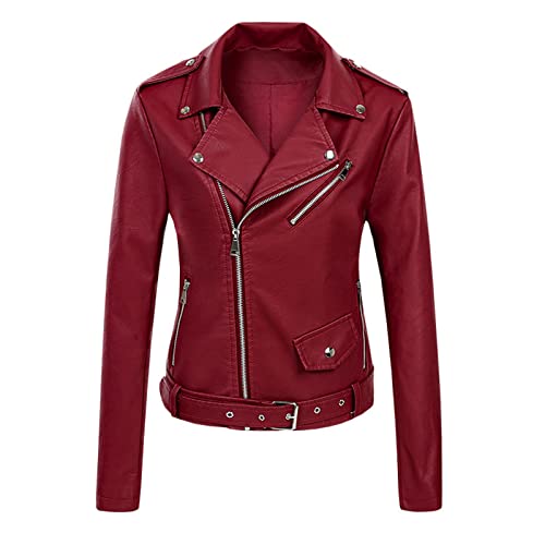 Rumity Lederjacke Damen Echtleder Bikerjacke Damen mit abnehmbarer Kapuze aus Leder im Biker Look Schwarz üBergangsjacke Damen Hochzeit/Hochzeit von Rumity