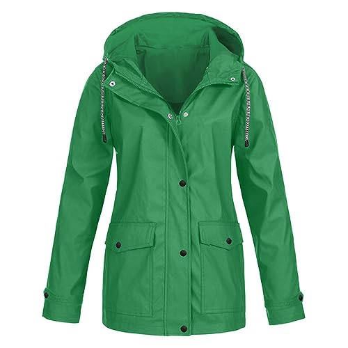 Rumity Regenjacke Damen Wasserdicht Atmungsaktiv Regenmantel mit Kapuze Outdoorjacke Damen Wasserdicht Wetterfest Softshelljacke Leichte Jacke Wasserdichte Jacke Damen Damen Winterjacke Lang von Rumity