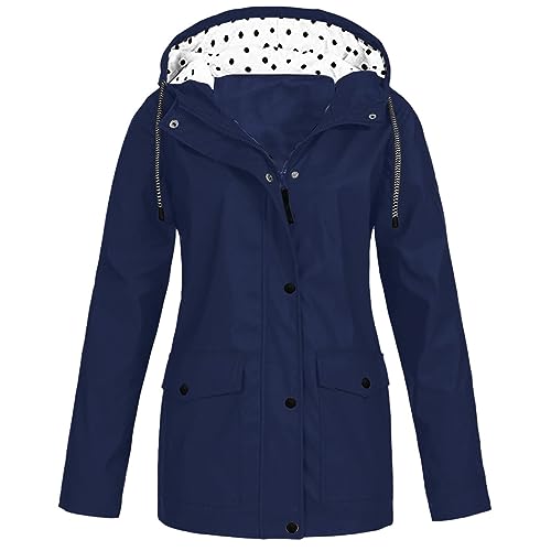 Rumity Regenjacke Damen Wasserdicht Leicht Regenmantel Windbreaker Packbar Dünne Regenjacken Windjacke mit Kapuze Regenjacke Wandern Damen Dicke Winterjacke Damen von Rumity