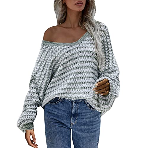 Rumity Strickpullover Damen Oversize Pullover Grobstrick Winterpullover Strickpulli Sweater lässig Outwear Casual elegant einfarbig Damem Pullover Roter Pullover Damen von Rumity