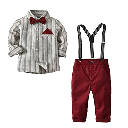 Rumity Taufkleidung Kinder Jungen Suit Einschulung Kleidung Set Gentleman Smoking Weste Sakkos + Hemd + Hose + Fliege Outfit Hochzeit Festliche Teiliges Anzüge Spielanzug Geburtstagsparty von Rumity