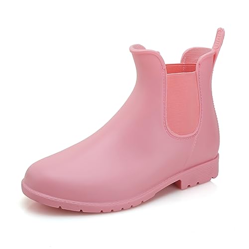 Gummistiefel Damen Kurz, Wasserdicht Rutschfesten Stiefeletten, Bequem Protective Atmungsaktiv Regenstiefel Damen, Rosa, 37 EU von Rumkok