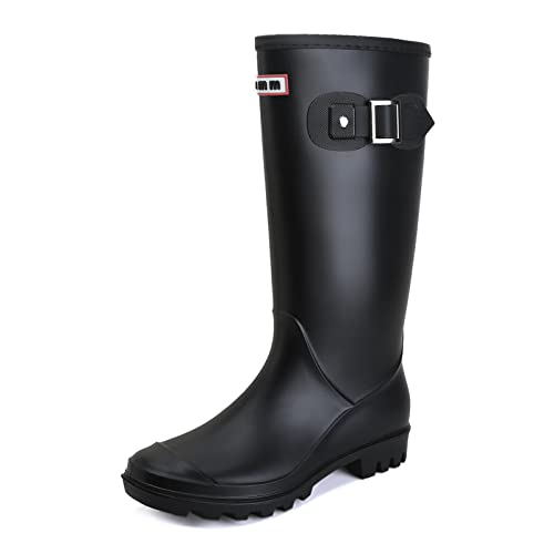 Rumkok Gummischuhe Damen, Original Wasserdicht Anti-Rutsch Atmungsaktiv Regenstiefel Damen, Schwarz, 36 EU von Rumkok