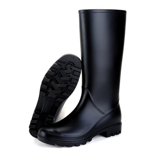 Rumkok Gummistiefel Damen Warm, Original Safety Wasserdicht Anti-Rutsch Reitstiefel, Atmungsaktiv Gummi Stiefeletten, Schwarz Chelsea-Stiefel, Schwarz, 38 EU von Rumkok