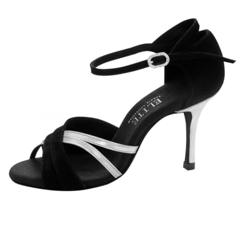Rummos Damen Latein Tanzschuhe Elite Athena 024/009 - Material: Nubuck/Leder - Farbe: Schwarz/Silber - Weite: Medium (Normal) - Absatz: 80E Stiletto - Größe: EUR 38,5 von Rummos