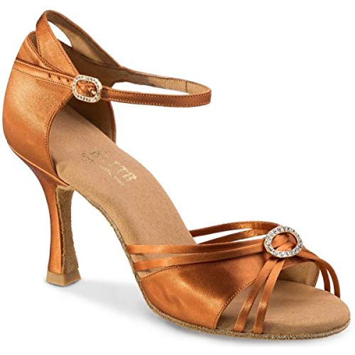 Rummos Damen Latein Tanzschuhe Elite Bella 048 - Material: Satin - Farbe: Dark Tan - Weite: Medium (Normal) - Absatz: 60R Flare - Größe: EUR 40,5 von Rummos