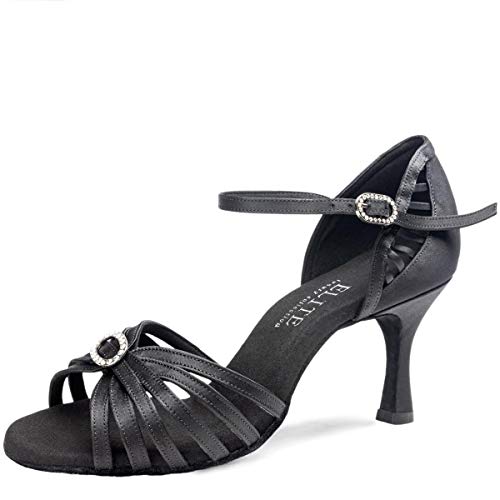 Rummos Damen Latein Tanzschuhe Elite Karina 041 - Satin Schwarz - Medium (Normal) - 60R Flare - Größe: EUR 38 von Rummos