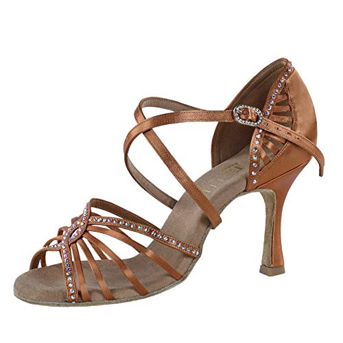 Rummos Damen Latein Tanzschuhe Elite Luna 048S - Satin Dark Tan - Medium (Normal) - 80E Stiletto - Größe: EUR 36 von Rummos