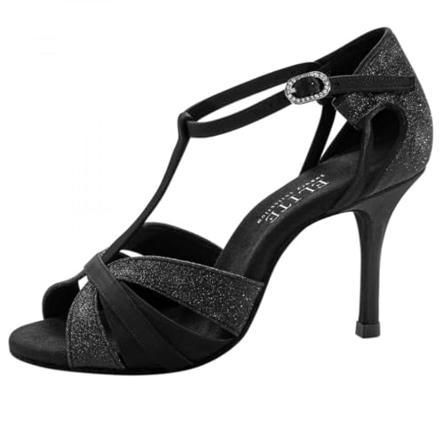 Rummos Damen Latein Tanzschuhe Elite Martina 041/131 - Material: Satin/Glitzer - Farbe: Schwarz - Weite: Medium (Normal) - Absatz: 80E Stiletto - Größe: EUR 38,5 von Rummos