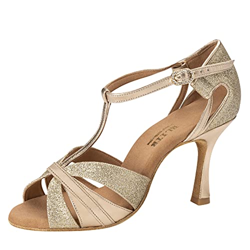 Rummos Damen Latein Tanzschuhe Elite Martina 147-137 - Material: Leder/Glitzer - Farbe: Platin - Weite: Medium (Normal) - Absatz: 70R Flare - Größe: EUR 36 von Rummos