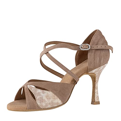 Rummos Damen Latein Tanzschuhe Elite Paloma 027/093 - Nubuck/Leder Hellbraun/Beige - Medium (Normal) - 70R Flare - Größe: EUR 40 von Rummos