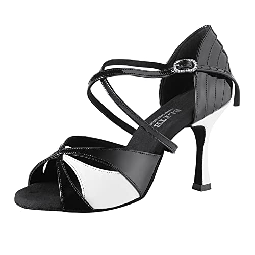 Rummos Damen Latein Tanzschuhe Elite Paloma 035/004 - Leder/Lackleder Schwarz/Weiß - Medium (Normal) - 70R Flare - Größe: EUR 37 von Rummos
