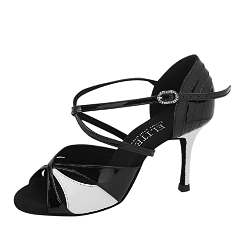 Rummos Damen Latein Tanzschuhe Elite Paloma 035/004 - Leder/Lackleder Schwarz/Weiß - Medium (Normal) - 80E Stiletto - Größe: EUR 38 von Rummos