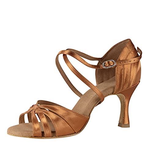 Rummos Damen Latein Tanzschuhe Elite Paris 048 - Satin Dark Tan - Medium (Normal) - 60R Flare - Größe: EUR 38,5 von Rummos