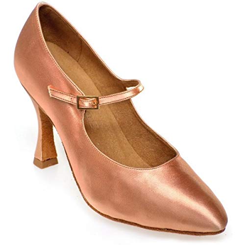 Rummos Damen Standard Tanzschuhe R337 - Satin Tan - Medium (Normal) - 6 cm Flare - EUR 38,5 von Rummos