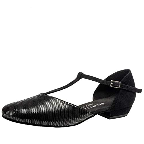 Rummos Damen Tanzschuhe Carol - Diva Leder/Nubuck Schwarz - Medium (Normal) - 2 cm Block - EUR 39 von Rummos