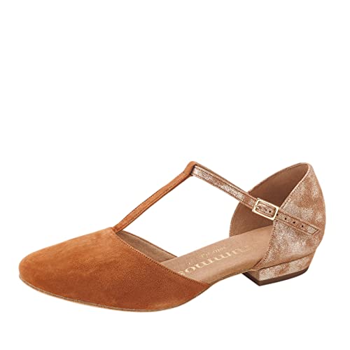 Rummos Damen Tanzschuhe Carol - Leder/Nubuck Braun/Tan - Medium (Normal) - 2 cm Block - EUR 39 von Rummos