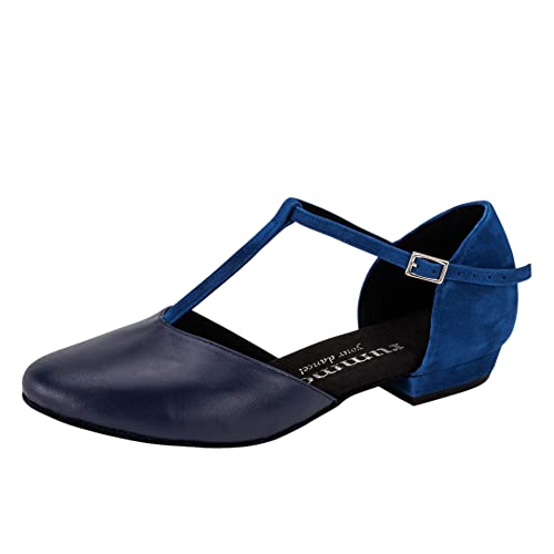 Rummos Damen Tanzschuhe Carol - Leder Navy/Indico Blue - Medium (Normal) - 2 cm Block - EUR 40 von Rummos