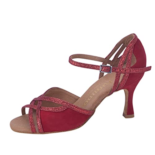 Rummos Damen Tanzschuhe Claire - Glitter/Nubuck Rot - Medium (Normal) - 6 cm Flare - EUR 37 von Rummos