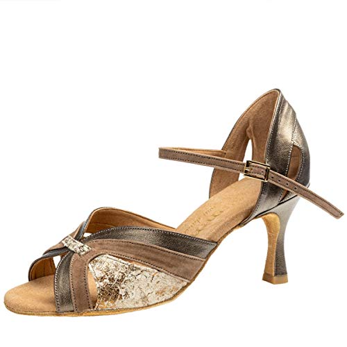 Rummos Damen Tanzschuhe Isabel - Leder/Nubuck BronzMetal/Taupe - Medium (Normal) - 6 cm Flare - EUR 38 von Rummos