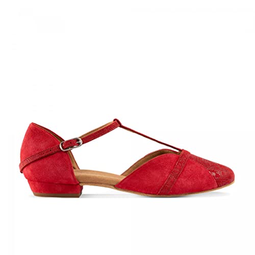 Rummos Damen Tanzschuhe Ivy 028-118 - Obermaterial: Leder Rot - Absatz: 2 cm Blockabsatz - Größe: 40,5 EU von Rummos