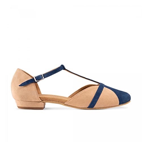 Rummos Damen Tanzschuhe Ivy 122-124 - Obermaterial: Nubuck Twine/Indico - Absatz: 2 cm Blockabsatz - Größe: 41 EU von Rummos