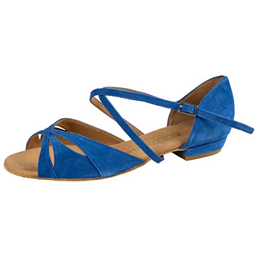 Rummos Damen Tanzschuhe Lola - Nubuck Blau - Medium (Normal) - 2 cm Block - EUR 38 von Rummos