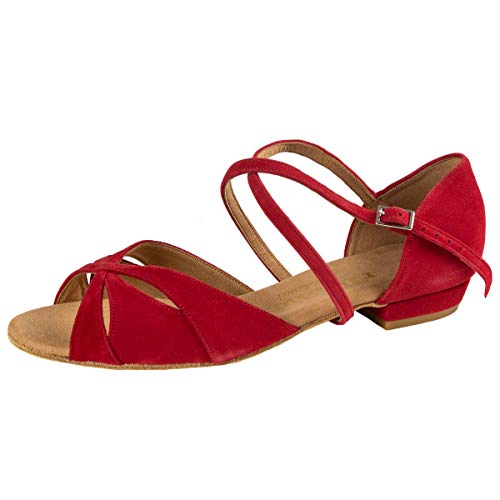Rummos Damen Tanzschuhe Lola - Nubuck Rot - Medium (Normal) - 2 cm Blockabsatz - Made in Portugal (EU Schuhgrößensystem, Erwachsene, Damen, Numerisch, M, 41.5) von Rummos