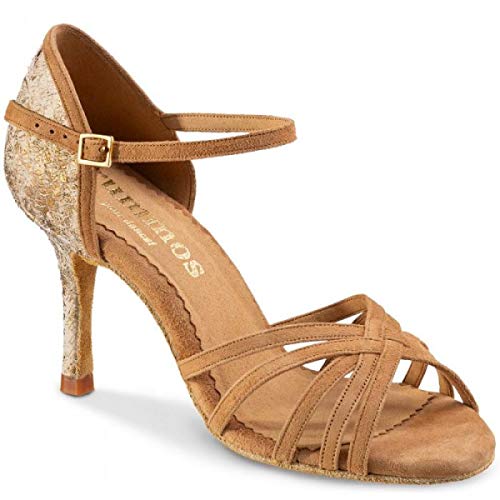 Rummos Damen Tanzschuhe Marylin - Nubuck/Leder LigBrown/CobalLamu - Medium (Normal) - 8 cm Stiletto - EUR 38 von Rummos