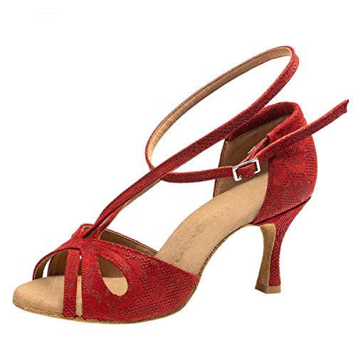 Rummos Damen Tanzschuhe R306 - Leder Nehru Rot - Medium (Normal) - 6 cm Flare - EUR 36 von Rummos