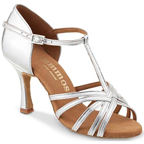 Rummos Damen Tanzschuhe R331 - Leder Silber - Medium (Normal) - 7 cm Flare - EUR 37 von Rummos