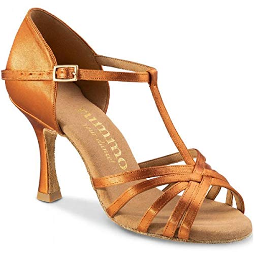 Rummos Damen Tanzschuhe R331 - Satin Dark Tan - Medium (Normal) - 7 cm Flare - EUR 36 von Rummos