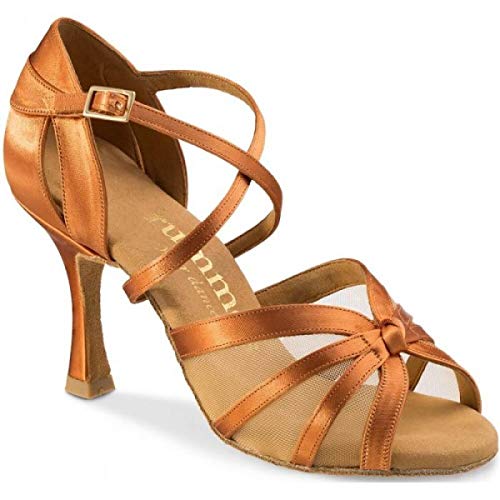 Rummos Damen Tanzschuhe R368 - Material: Satin - Farbe: Dark Tan - Weite: Medium (Normal) - Absatz: 70R Flare - Größe: EUR 38 von Rummos