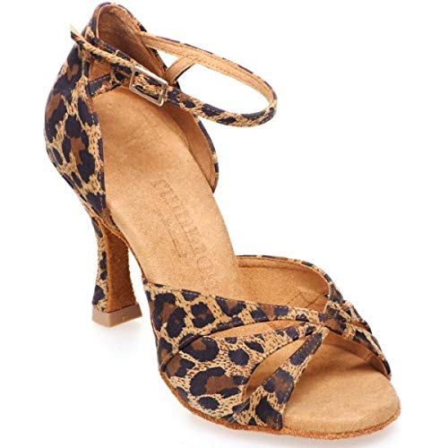 Rummos Damen Tanzschuhe R385 - Leder Leopard Fantasy - Medium (Normal) - 7 cm Flare - EUR 40,5 von Rummos