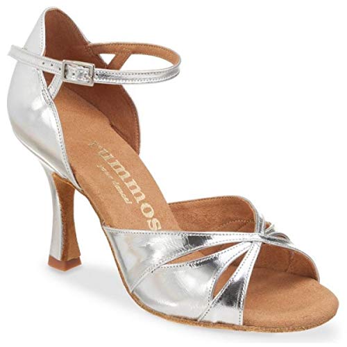 Rummos Damen Tanzschuhe R385 - Leder Silber - Medium (Normal) - 7 cm Flare - EUR 40,5 von Rummos